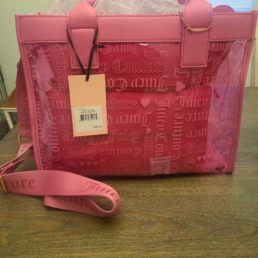 Clear JUICY Tote bag. With makeup bag inside